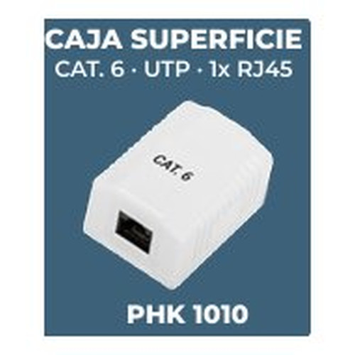 PHASAK Caja de superficie 1xRJ45 UTP Cat.6 Dual ent. inf. Blanca-SX1 PHASAK Caja de superficie 1xRJ45 UTP Cat.6 Dual ent. inf. Blanca